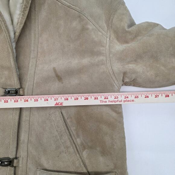 John Weitz Vintage Suede Jacket Coat Faux Fur Leather Sued Tan Beige Size M 70s - Picture 9 of 10